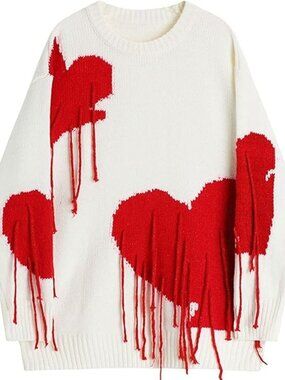Heart Tassel Valentine Sweater